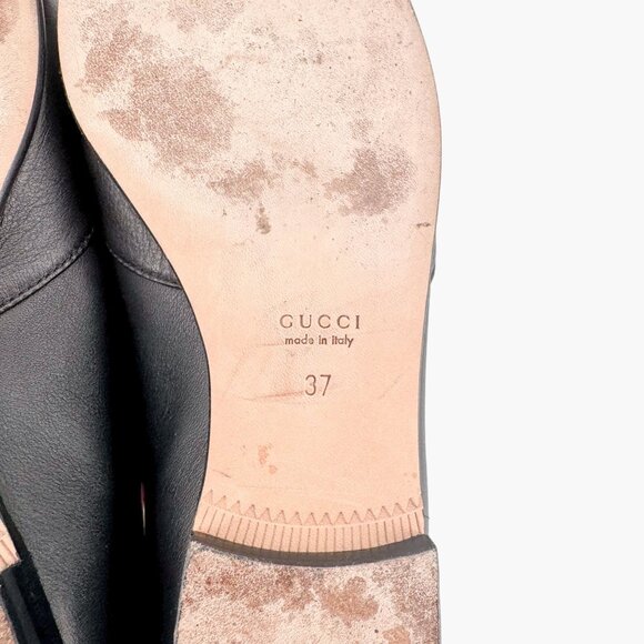 Gucci Horsebit Loafers EU 37 US 7 Black Leather Kira Flat Slip On Shoe Buckle - Picture 11 of 14